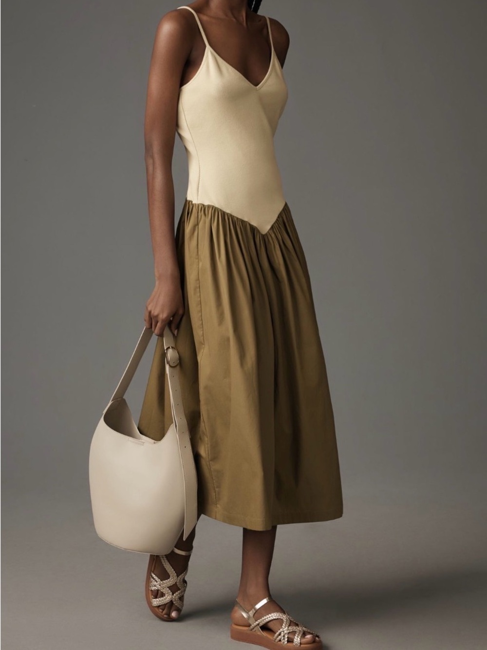 Maeve Cream Top with Olive Accents